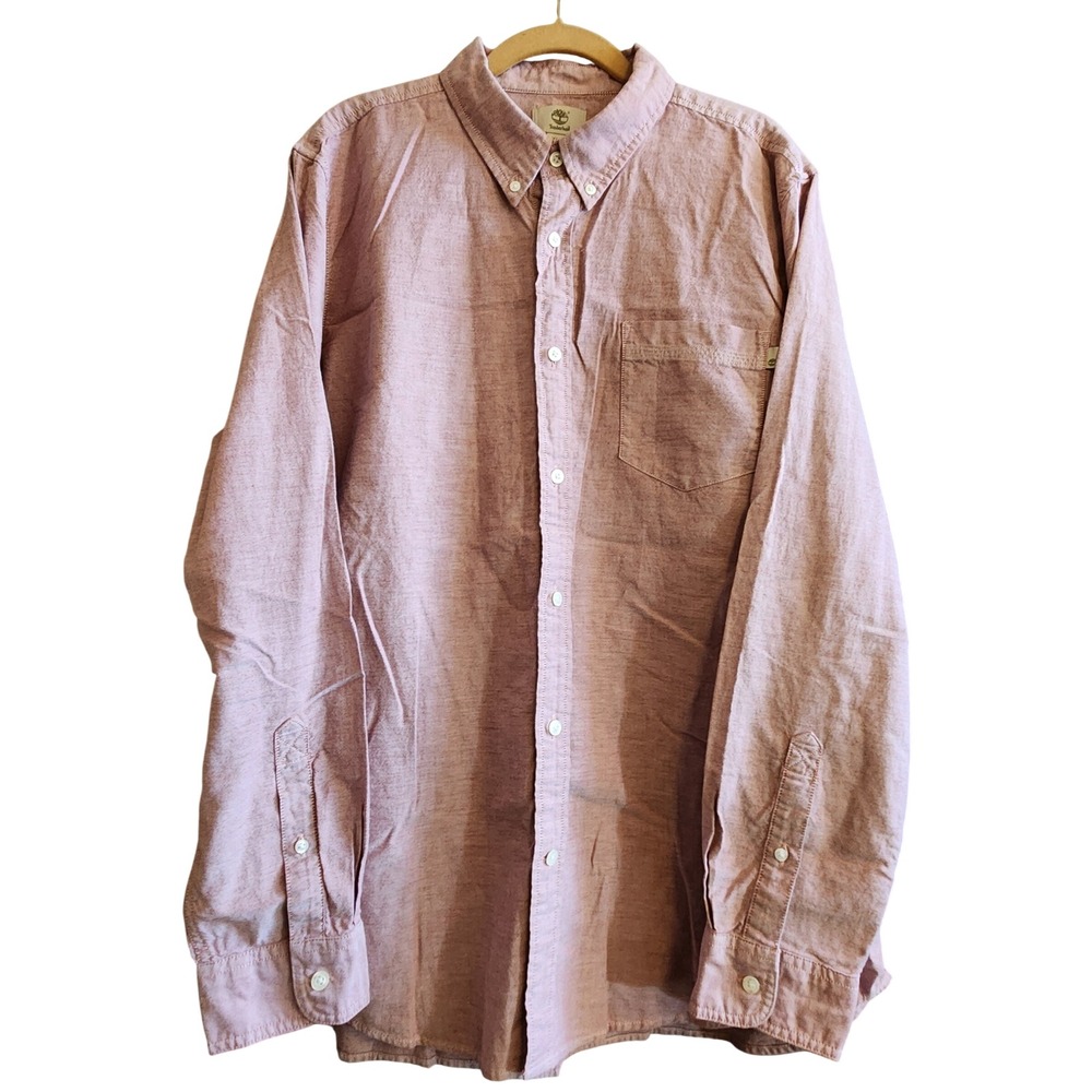 Timberland Classic Button Down Mens XL Pink Excellent Regular Fit Cotton Shirt